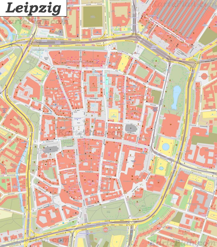 Karte von Leipzigs Zentrum