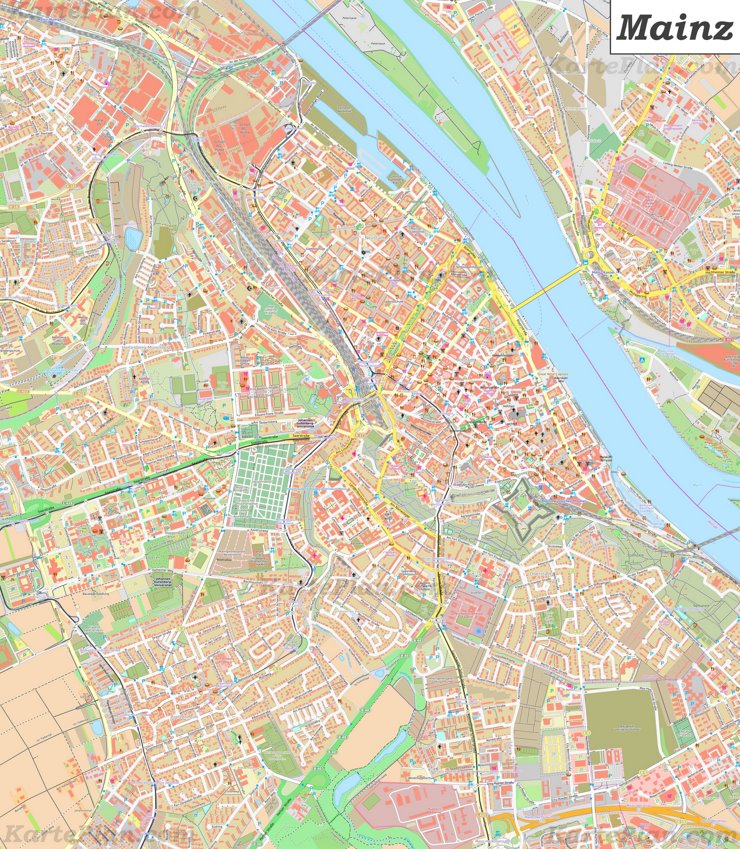 Große detaillierte stadtplan von Mainz