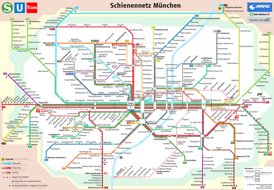 München Straßenbahn, S-Bahn und U-Bahn plan