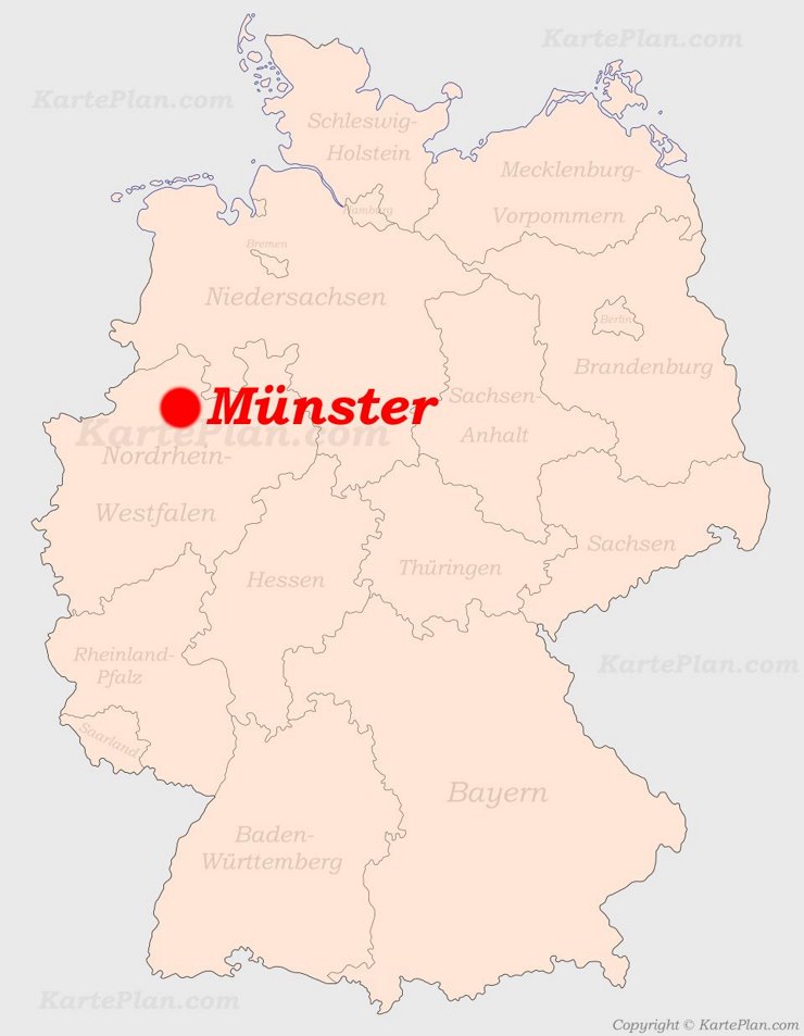 Münster auf der Deutschlandkarte