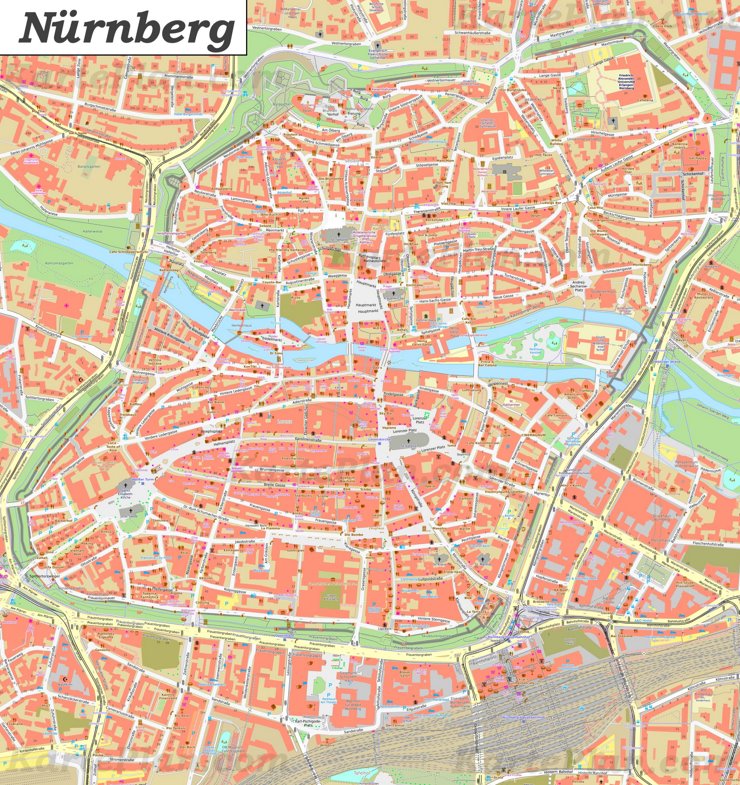 Karte von Nürnbergs Zentrum