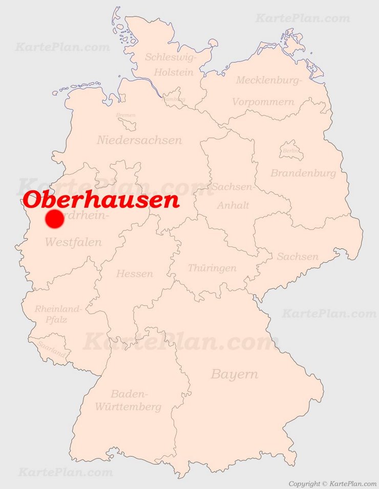 Oberhausen auf der Deutschlandkarte