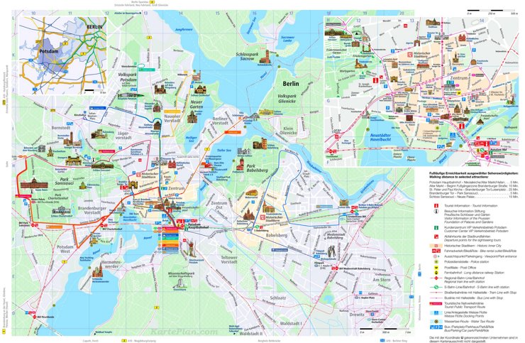 Touristischer stadtplan von Potsdam