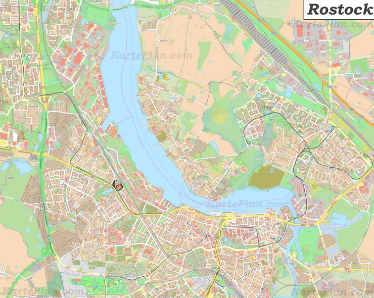 Große detaillierte stadtplan von Rostock