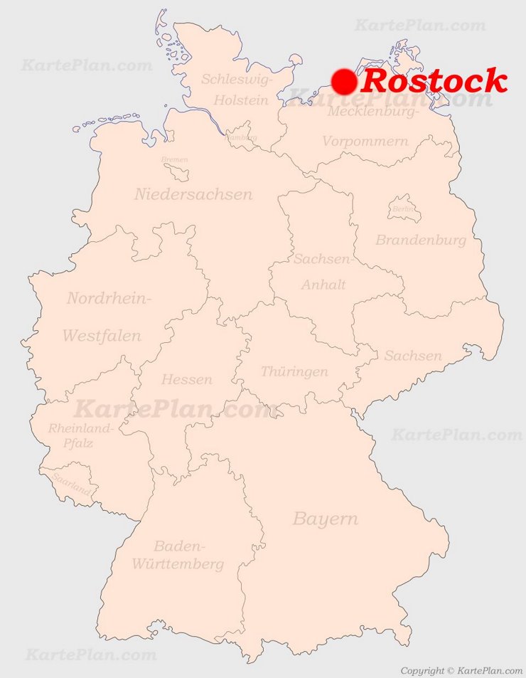 Rostock auf der Deutschlandkarte