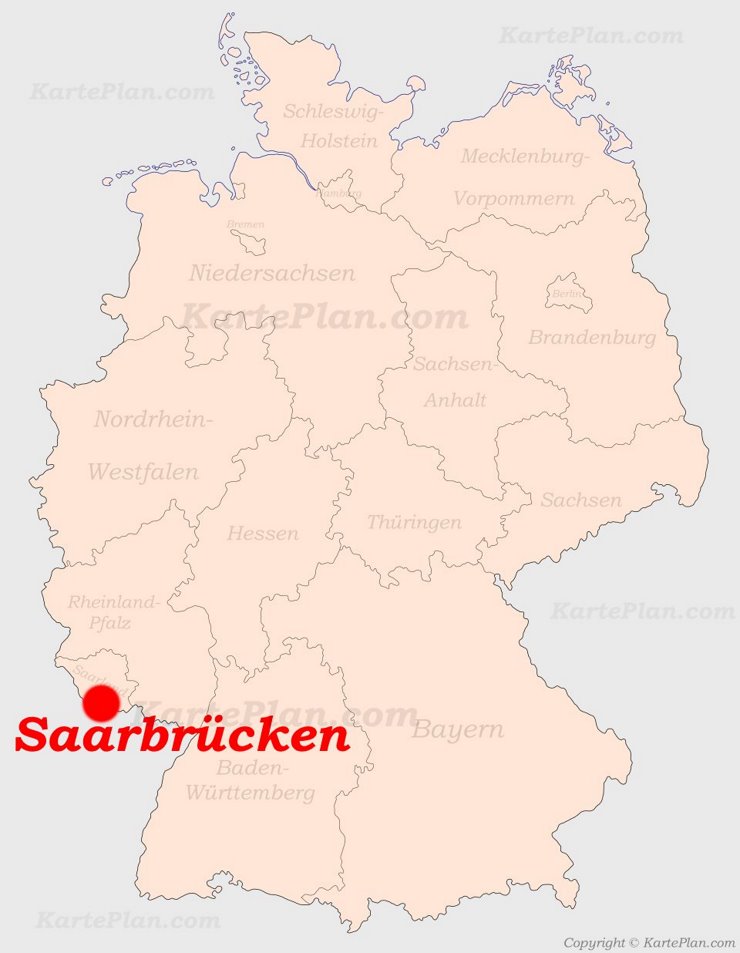 Saarbrücken auf der Deutschlandkarte
