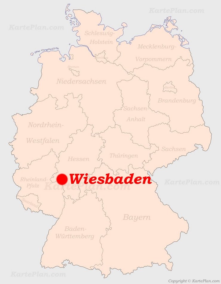 Wiesbaden auf der Deutschlandkarte
