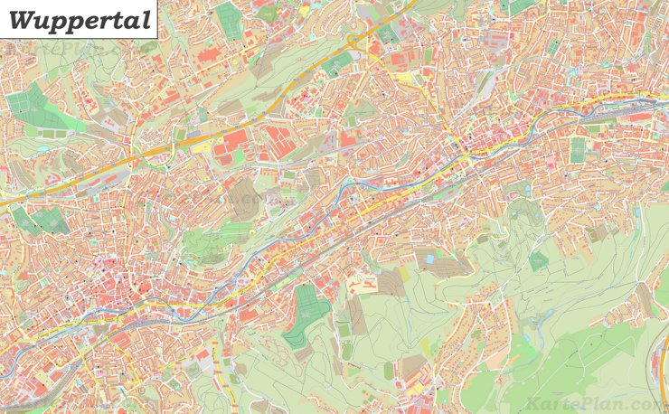 Große detaillierte stadtplan von Wuppertal