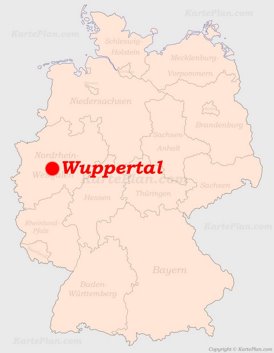 Wuppertal auf der Deutschlandkarte