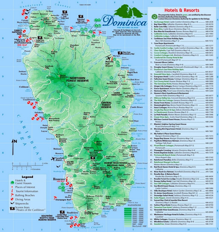 Dominica touristische karte