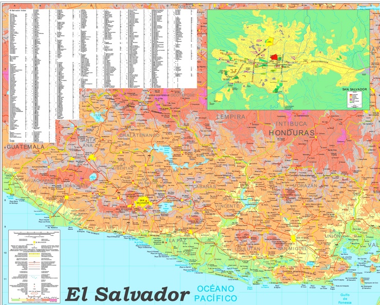 Große detaillierte karte von El Salvador