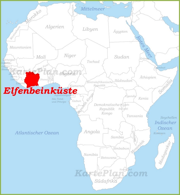 Elfenbeinküste auf der karte Afrikas