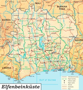 Straßenkarte Elfenbeinküste