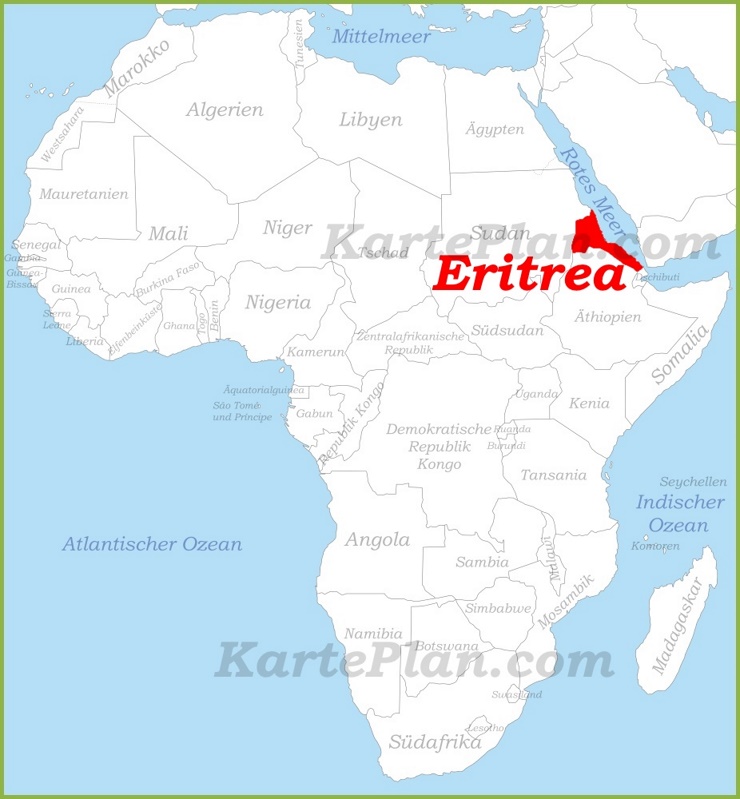 Eritrea auf der karte Afrikas