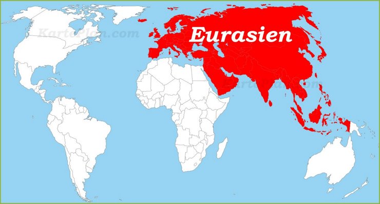 Eurasien auf der Weltkarte