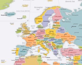 Politische Karte Europas mit den Hauptstädten