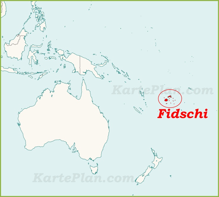 Fidschi auf der karte Ozeaniens