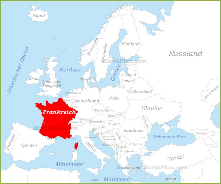 Frankreich auf der karte Europas