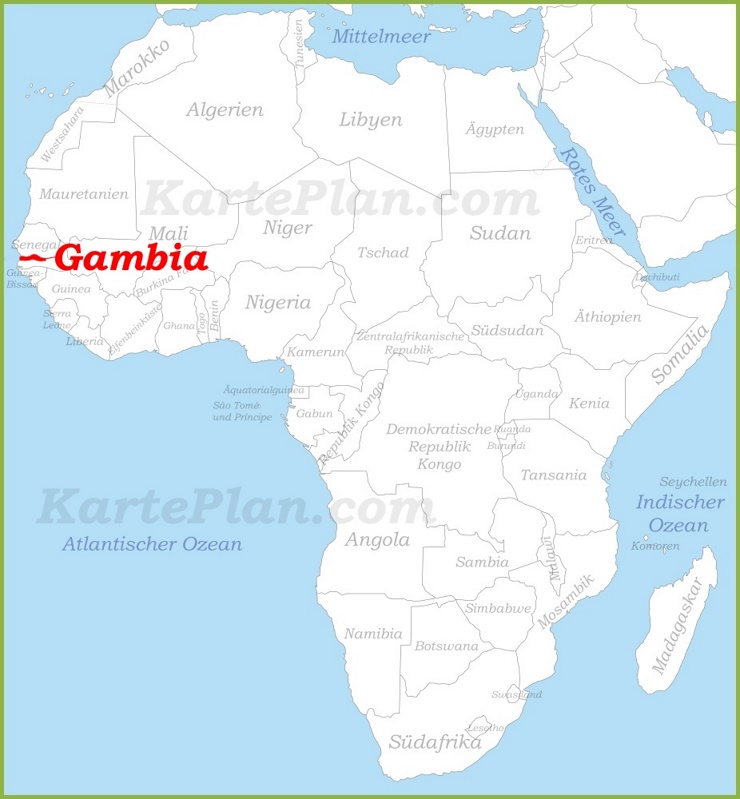 Gambia auf der karte Afrikas