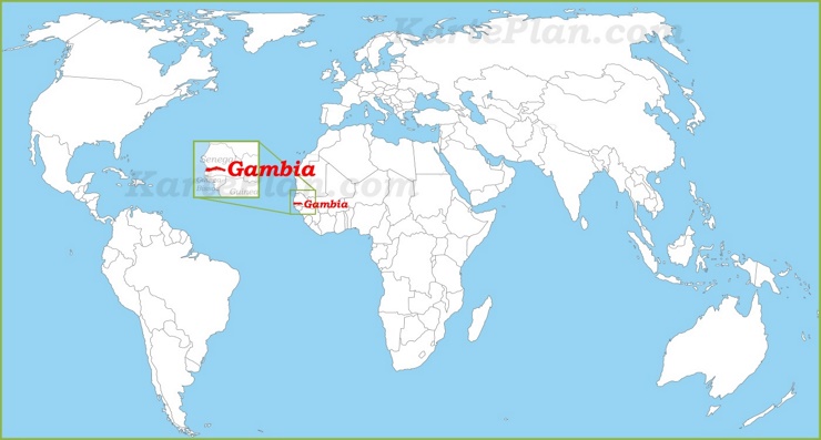 Gambia auf der Weltkarte