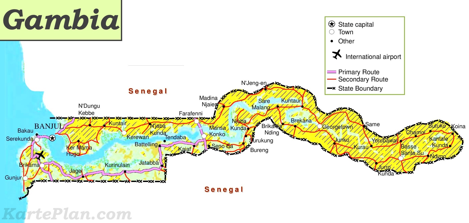 Strassenkarte Gambia