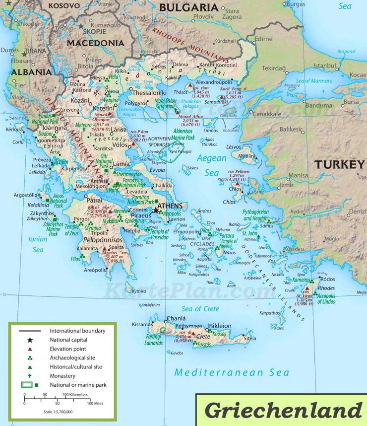 Griechenland touristische karte