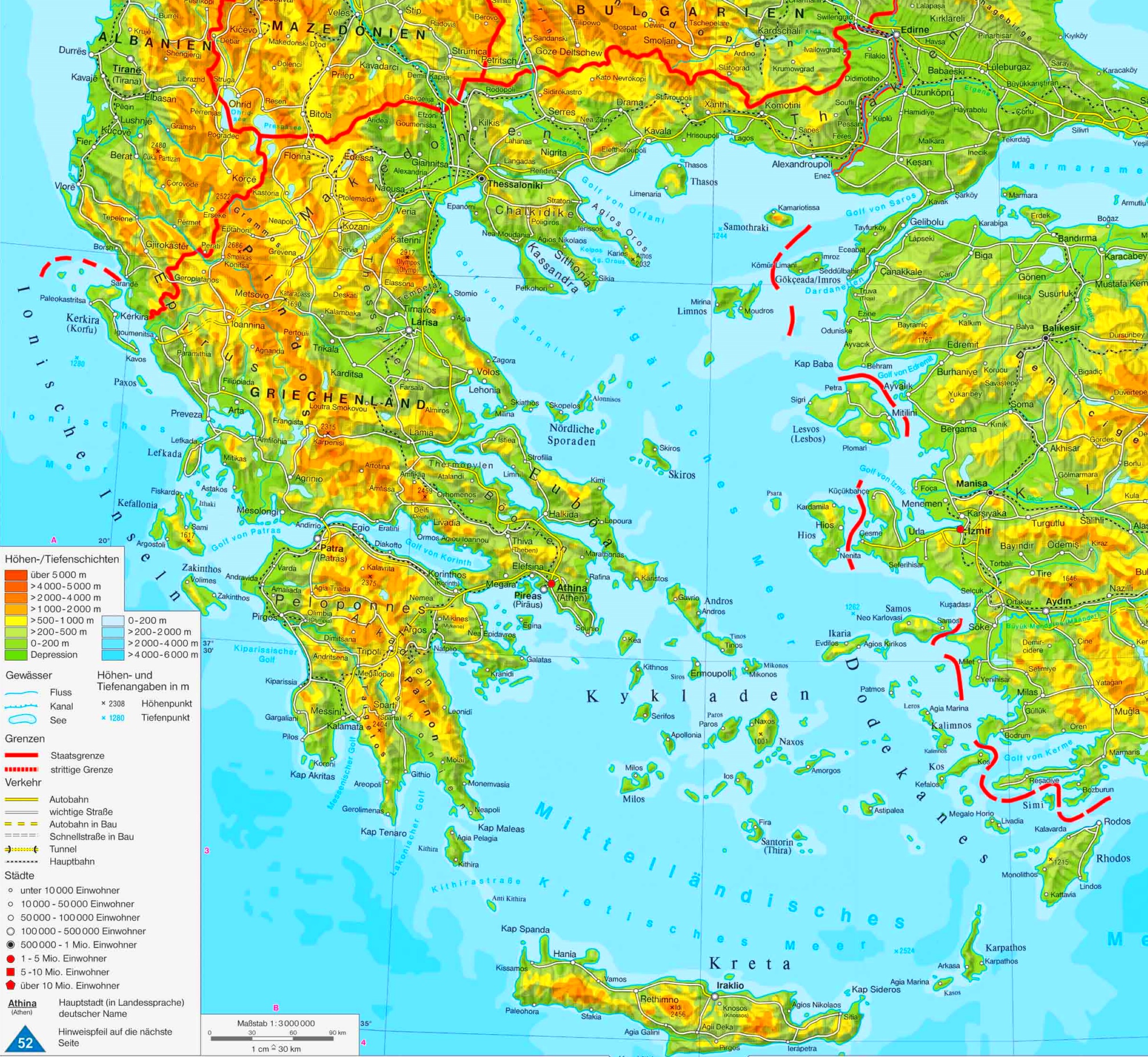Physische landkarte von Griechenland