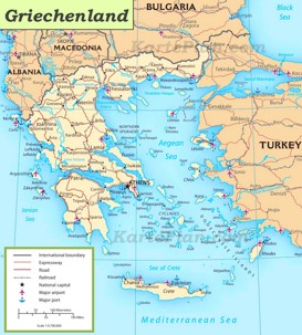Straßenkarte Griechenland