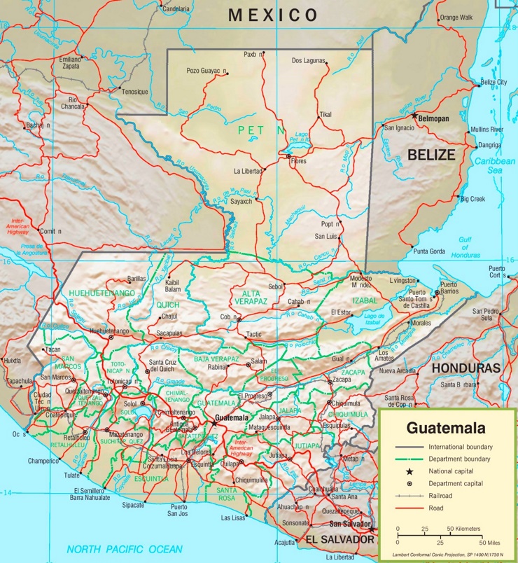 Guatemala politische karte