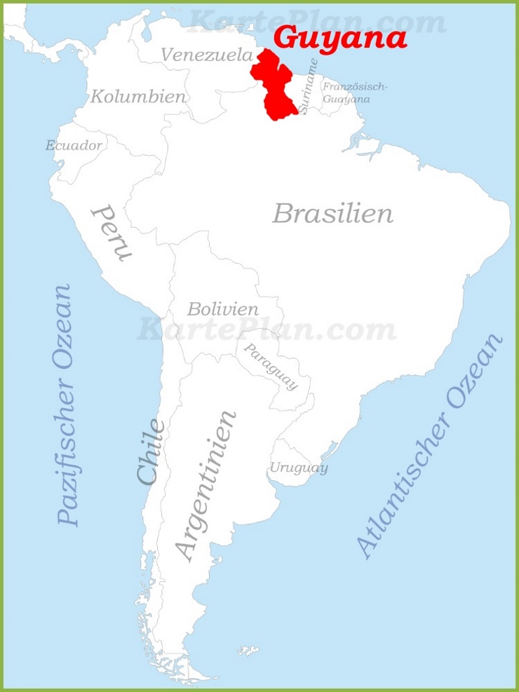Guyana auf der karte Südamerikas