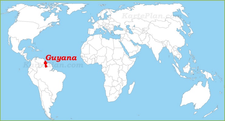 Guyana auf der Weltkarte