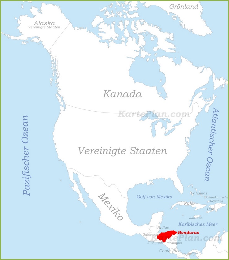 Honduras auf der karte Nordamerika