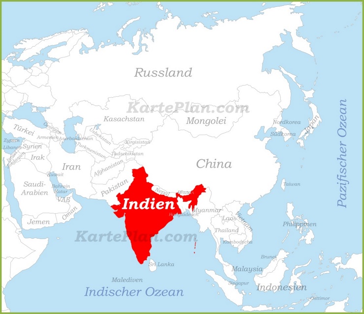 Indien auf der karte Asiens