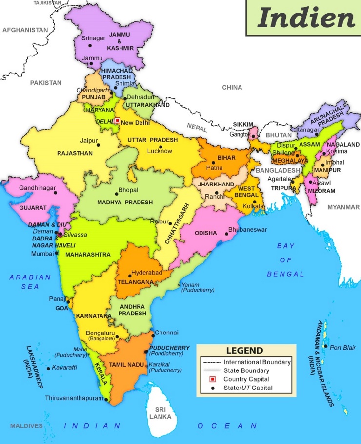 Indien politische karte
