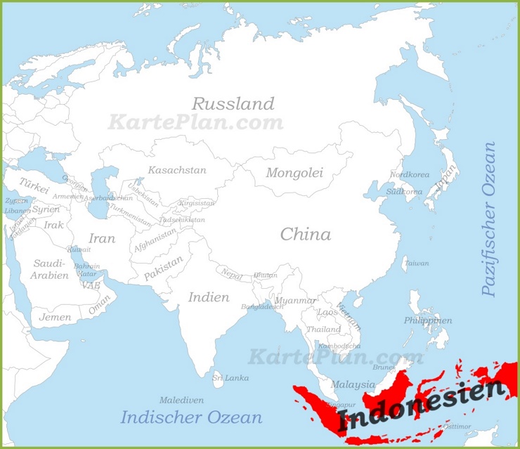 Indonesien auf der karte Asiens
