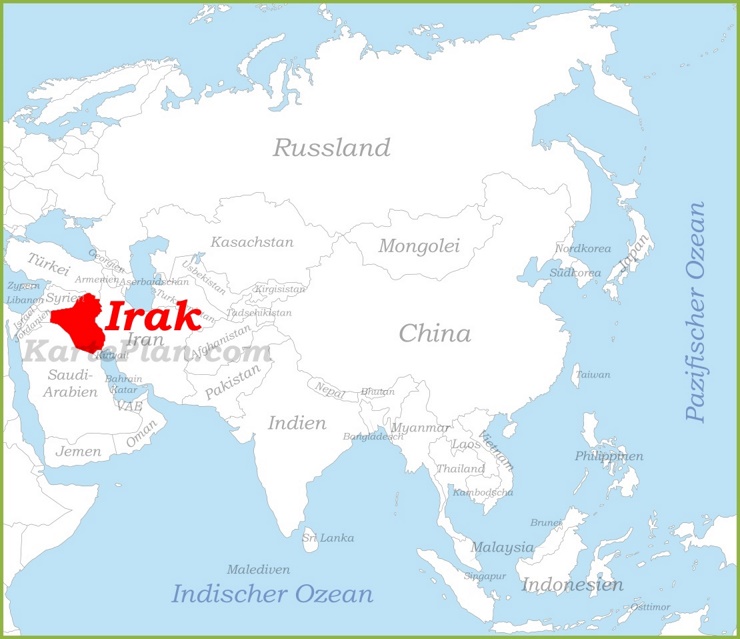 Irak auf der karte Asiens