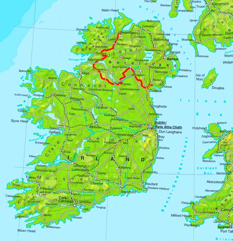 Physische landkarte von Irland