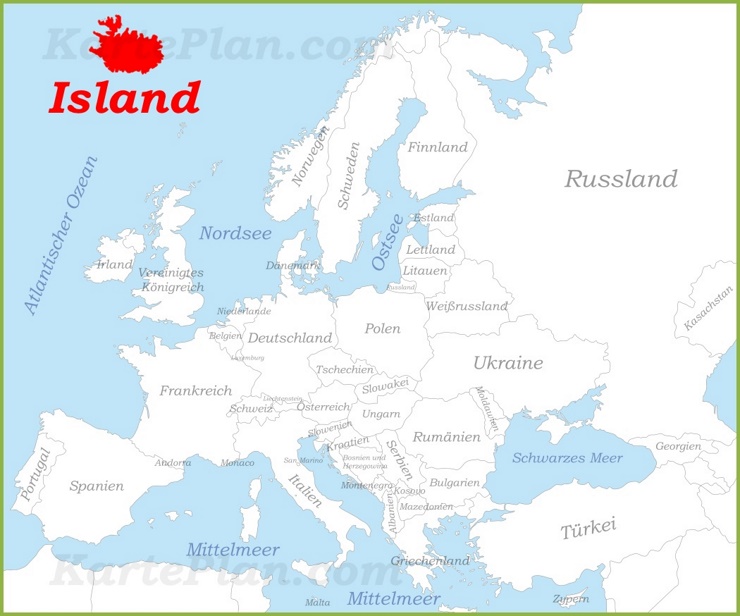 Island auf der karte Europas