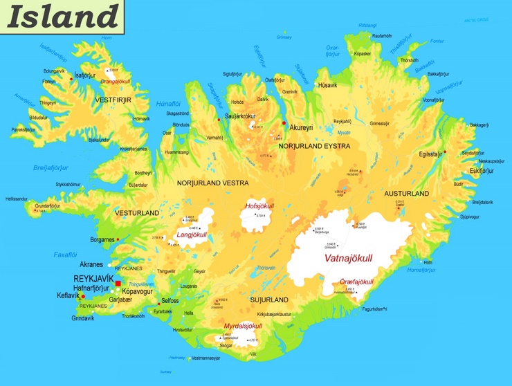 Physische landkarte von Island