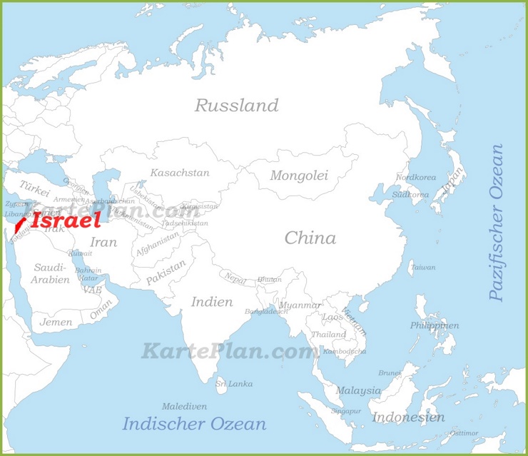 Israel auf der karte Asiens