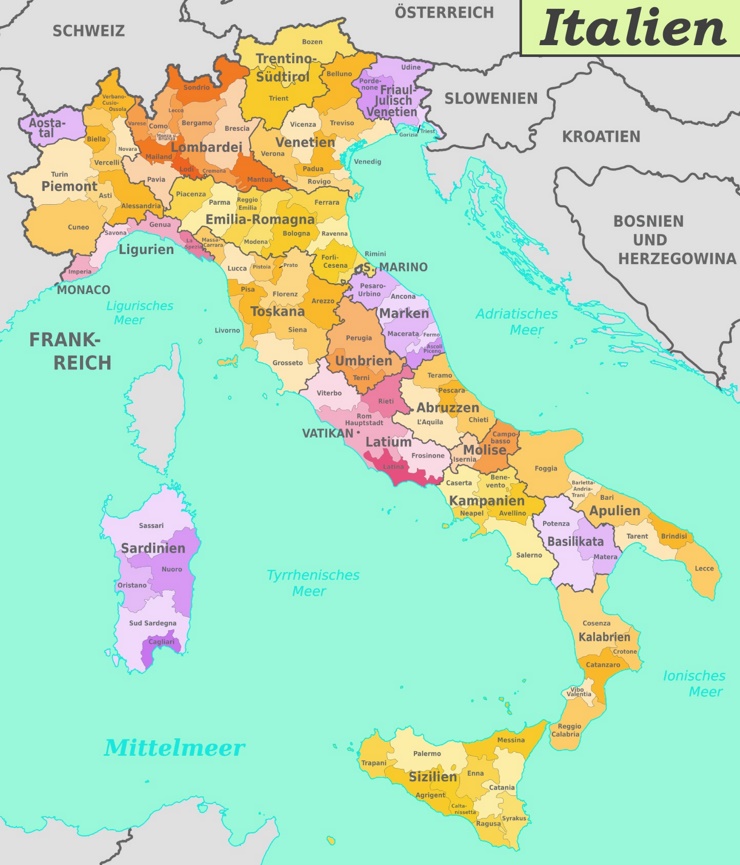 Italienische provinzen karte