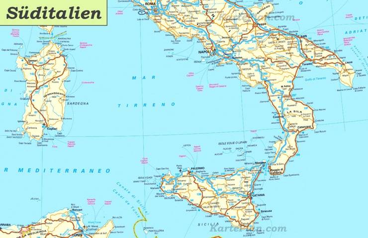 Karte von Süditalien
