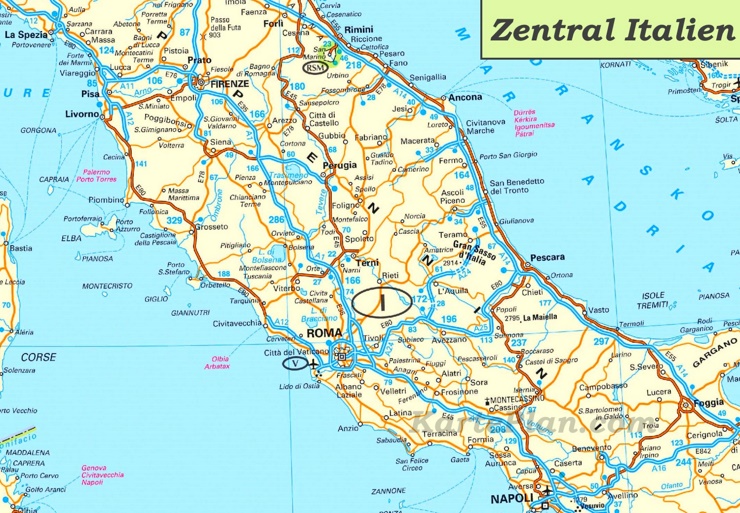 Karte von Zentral-Italien