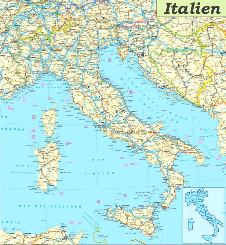 Straßenkarte Italien