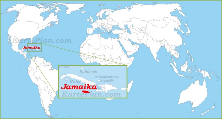 Jamaika auf der Weltkarte