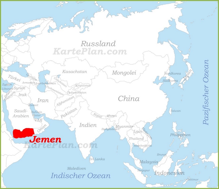 Jemen auf der karte Asiens