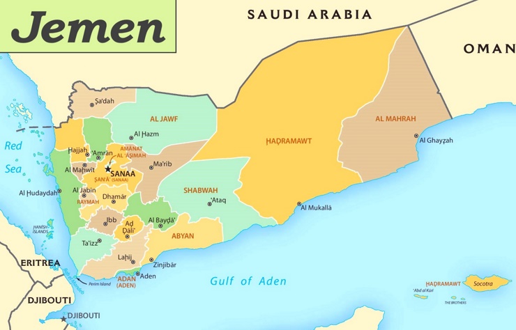Jemen politische karte