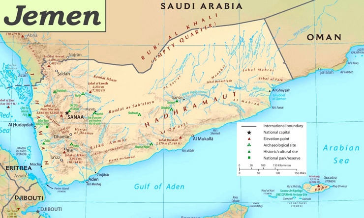 Jemen touristische karte