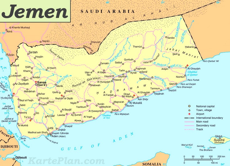 Straßenkarte Jemen