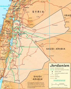 Jordanien politische karte